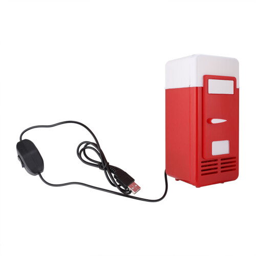 PC USB Mini Refrigerator Fridge Beverage Drink Can Cooler Warmer Red 1