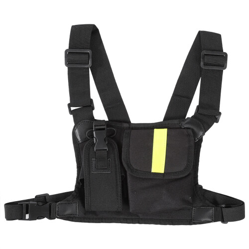 Bright Yellow Chest Harness Front Pack Pouch for WalkieTalkie