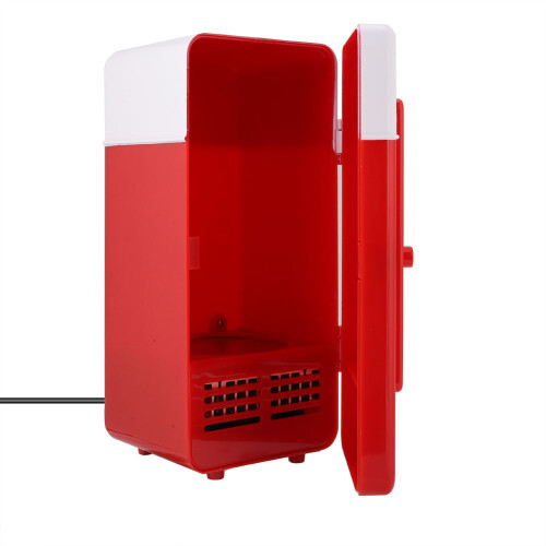 PC USB Mini Refrigerator Fridge Beverage Drink Can Cooler Warmer Red 2