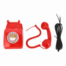 Retro Rotary Dial Telephone Vintage Landline Telephone Desk Phone(red)