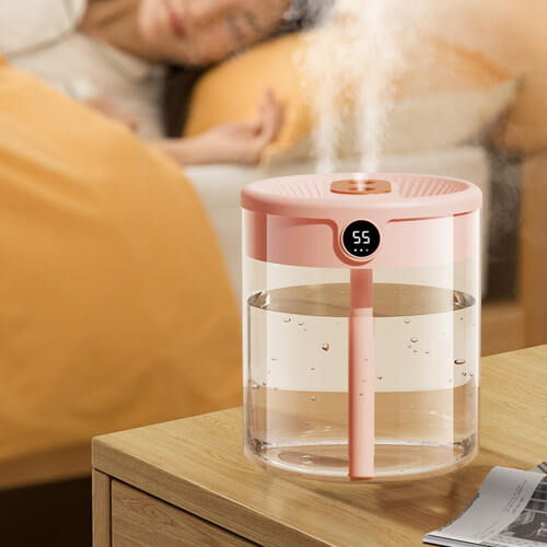 2L Doppel-Nachfüll-Luftbefeuchter mit LCD | Rosa, USB, Aroma-Diffusor 2