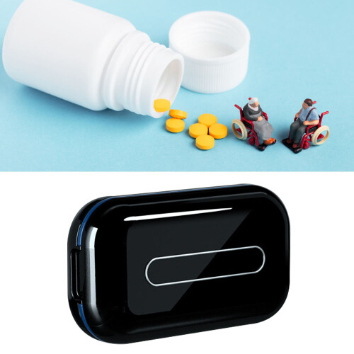 Portable Plastic Tablet Cutter Splitter with Dustproof Clamping, Black