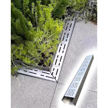 Garden 100cm Long Trench Drainage Decor Slim Channel Drain With Grill Stainless Steel W10xH5cm