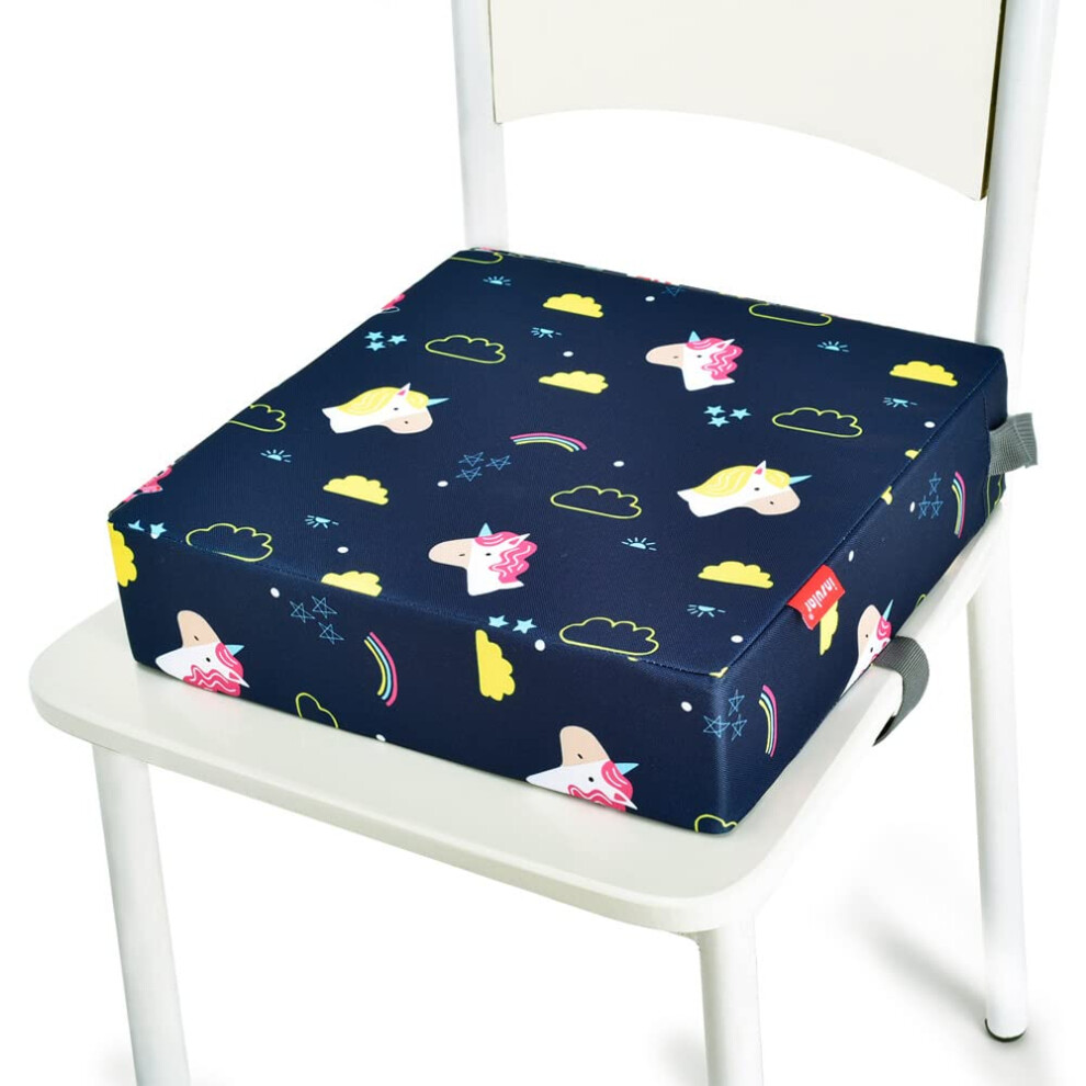 Toddler Baby Booster Seat 32x32x8 Cm Rainbow Washable Chair Pad Dismountable Portable Travel Cushion With 2 Adjustable Straps