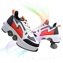 Deformation Roller Shoes Led Lights 7-Color USB-Charging Skating Shoes With Double-Row Deform Wheel US 5.5/36 Orange