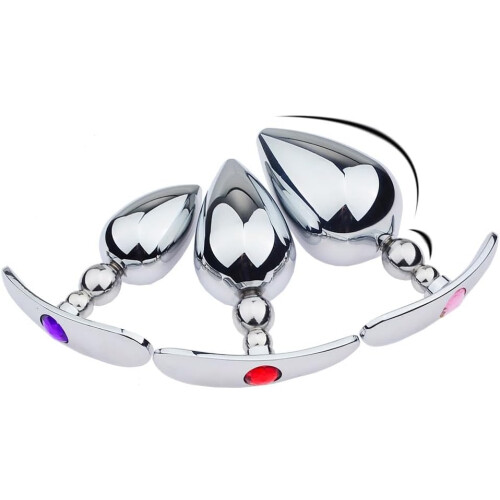 Anal Plug Metal Butt Plug Large Crescent Base Massager Training Set For Beginners 2