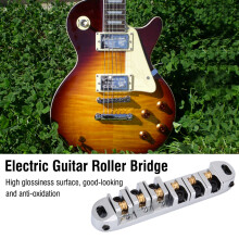 LP-Stil Silber-Roller-Brücke- und Saitenhalter-Set für 6-saitige E-Gitarre