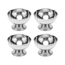 Stainless Steel 4Pcs Dessert Bowl Set Food Grade Durable Metal Bowls with Forks