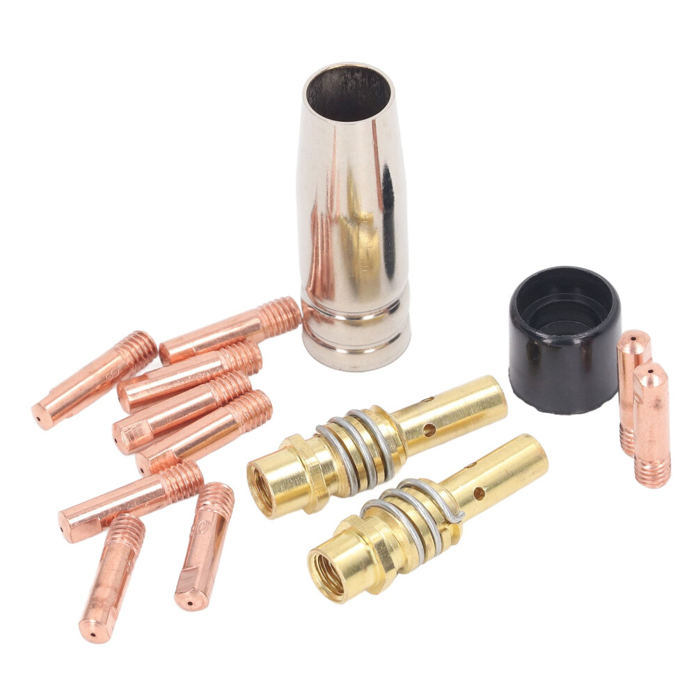 Mig Welding Gun Accessories Copper Tips Gas Nozzle Connectors 14Pcs Australia 7891352536001