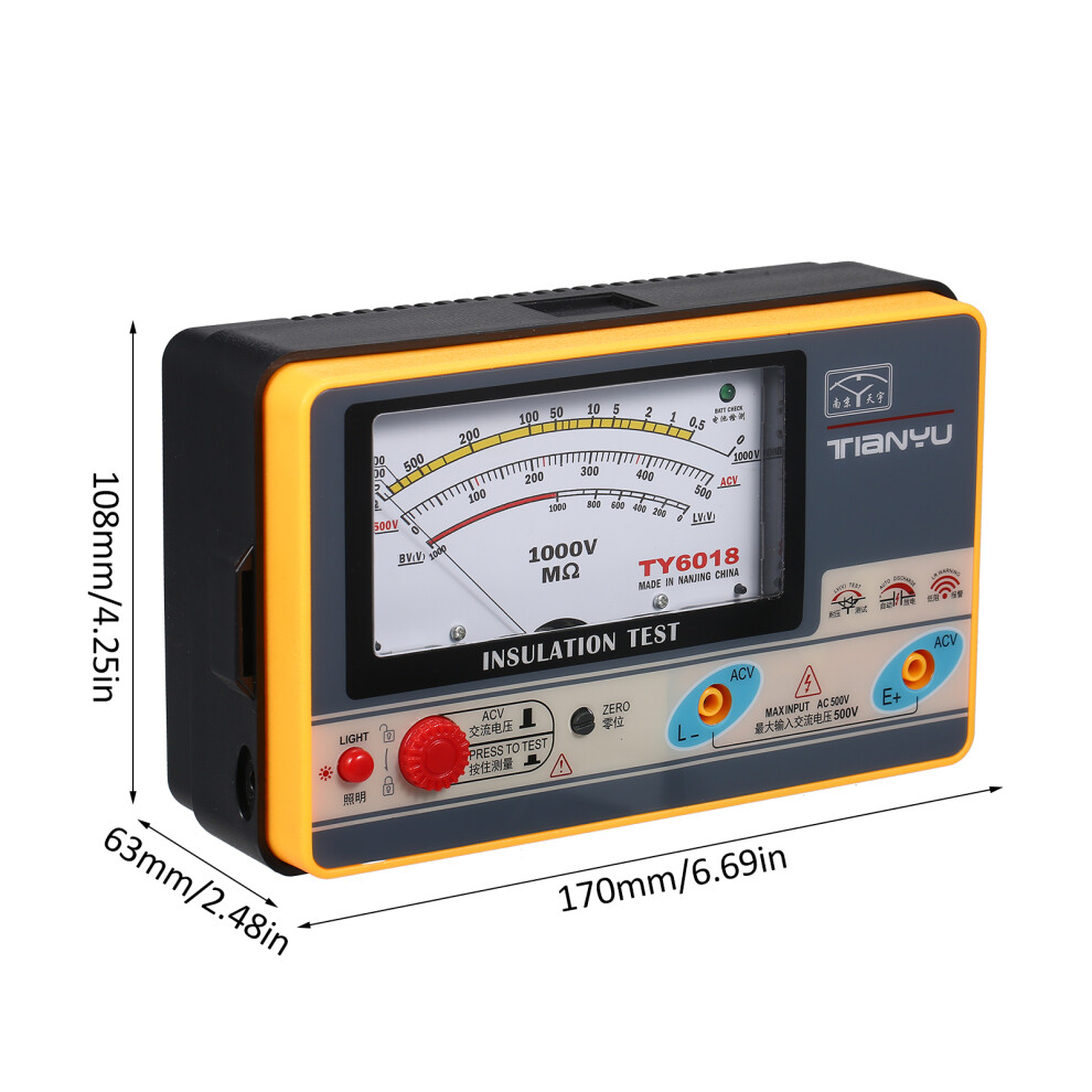 High Accuracy 1000V Megohmmeter 0-2000Mî© Range With Buzzer Alert 8791352536195