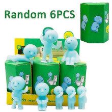 (E-6p random) Smiski Blindbox Sndagsserie Yoga Fitnessserie Minifigur Noctilucent Dekoration Docka Sovrum Toalett