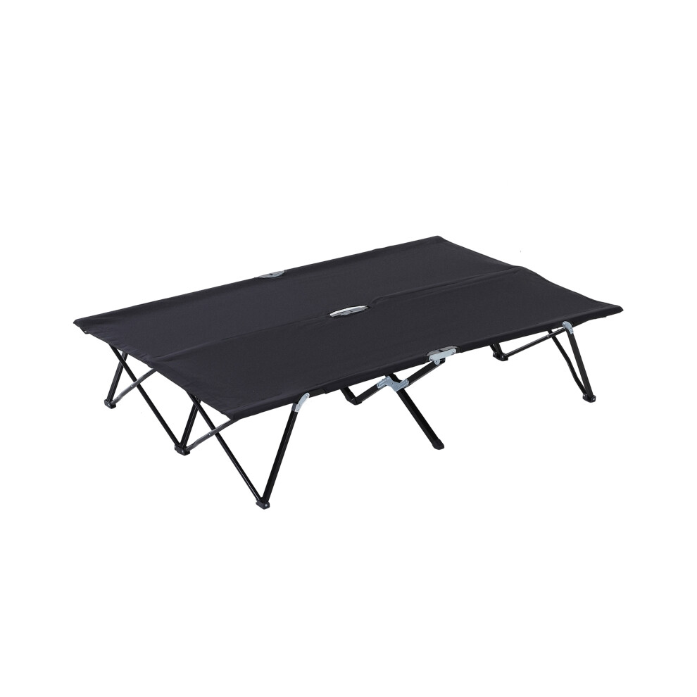 Black Double Camping Cot Bed with Carry Bag Strong Steel Frame Compact Design 90x210cm Ideal for Camping & Outdoor Use-image-OPC-PKYXHFC-NEW