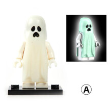 (A, White) Halloween Series Building Blocks Luminous Smiling Ghost Model Action Figures