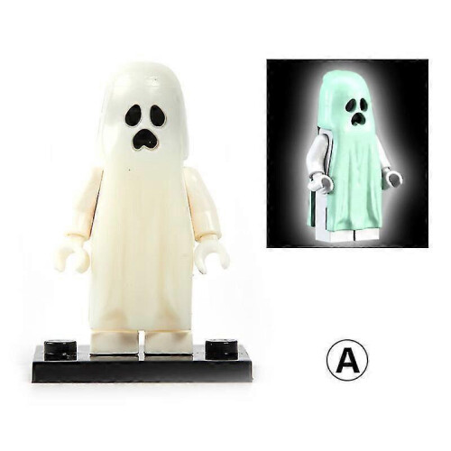 (1 Pcs, A) Halloween Series Building Blocks Luminous Smiling Ghost Model Action Figures