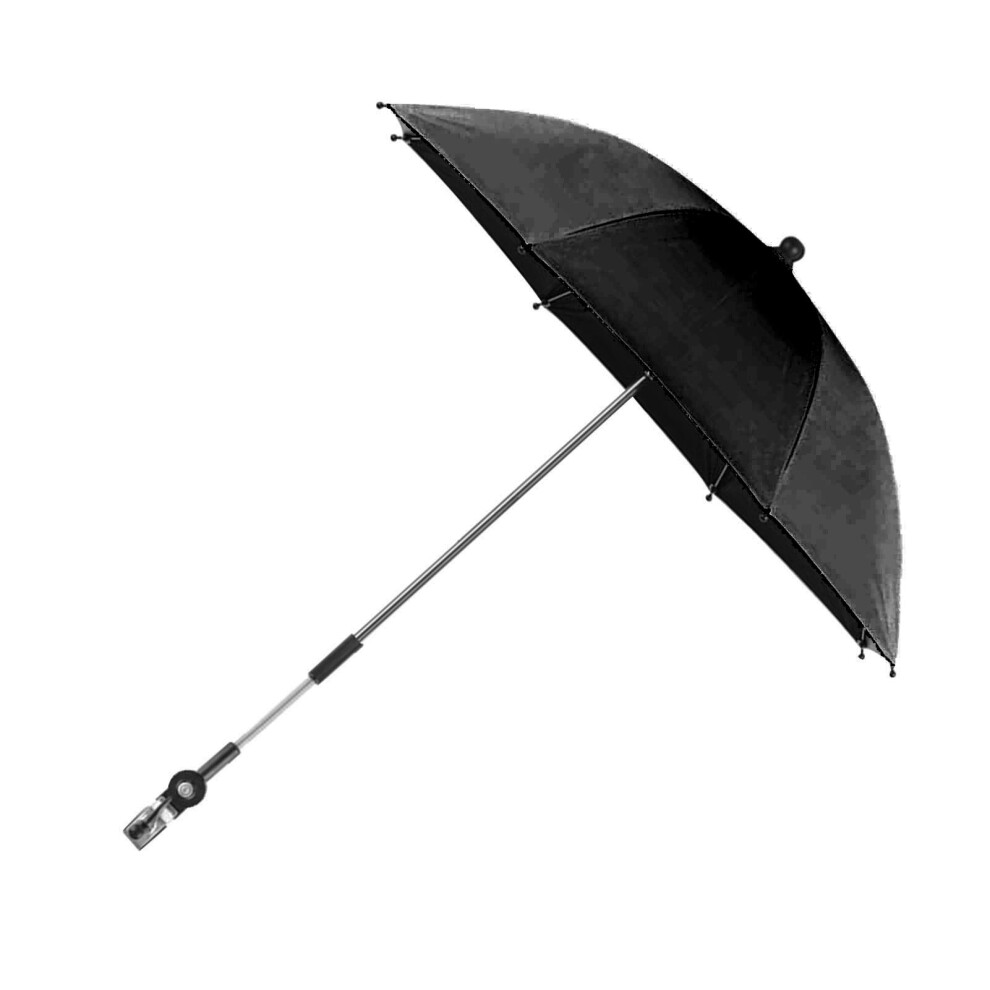 Baby Stroller Parasol Uv Protection, 85Cm Arc, Free Rotation Black