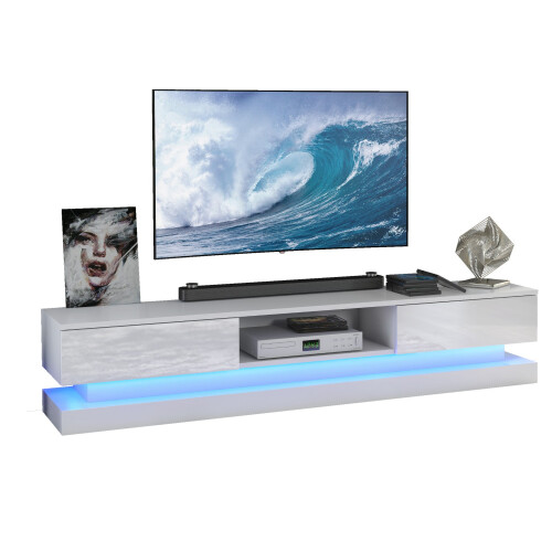 Creative Furniture Bloom 180cm TV Unit LED - White Gloss Doors 2