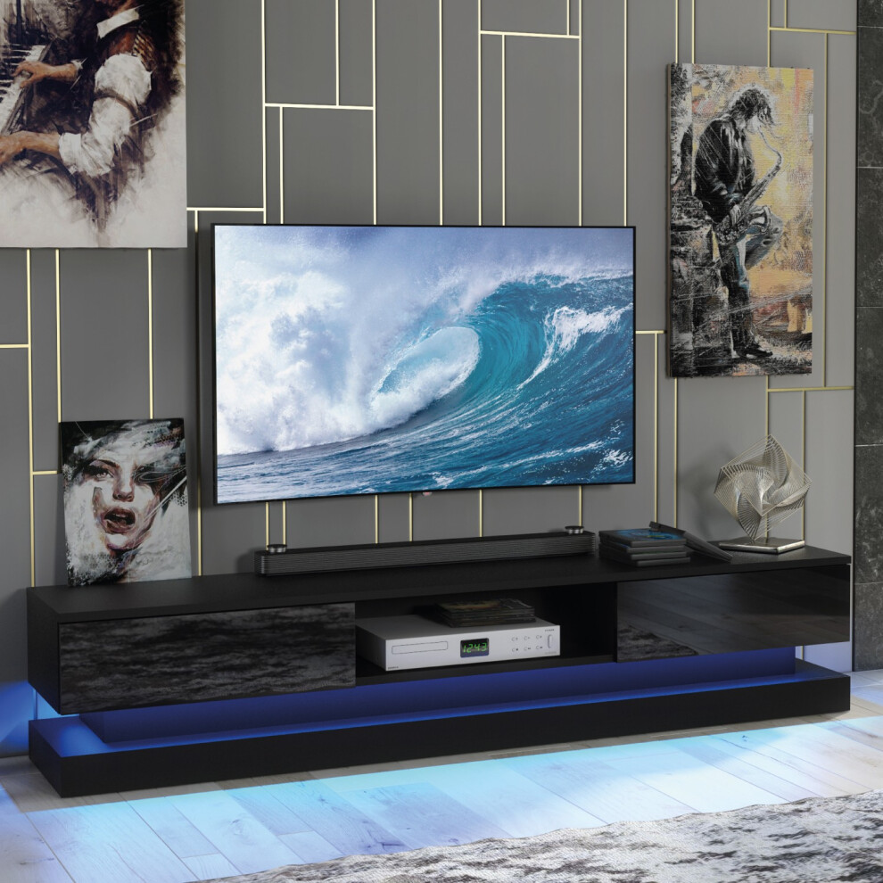 Creative Furniture Bloom 180Cm Tv Unit Led - Black Gloss Doors