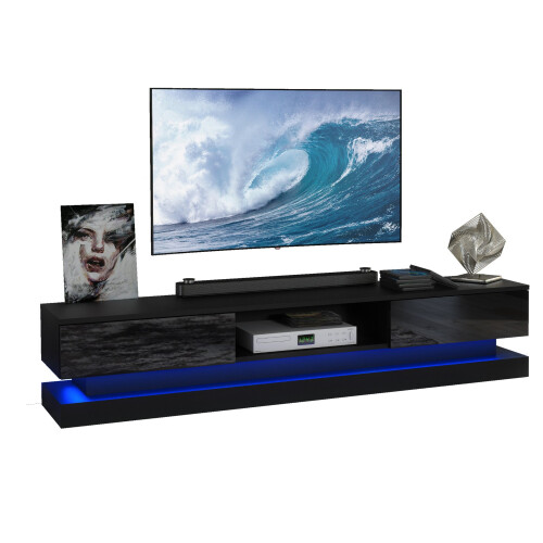 Creative Furniture Bloom 180cm TV Unit LED - Black Gloss Doors 2