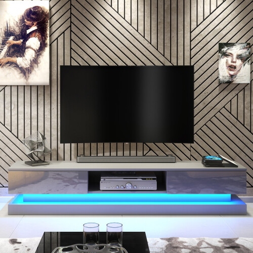 Creative Furniture Bloom 180cm TV Unit LED - Dark Grey Gloss Doors