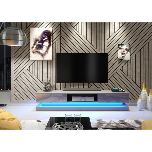 Creative Furniture Bloom 180cm TV Unit LED - Dark Grey Gloss Doors 1