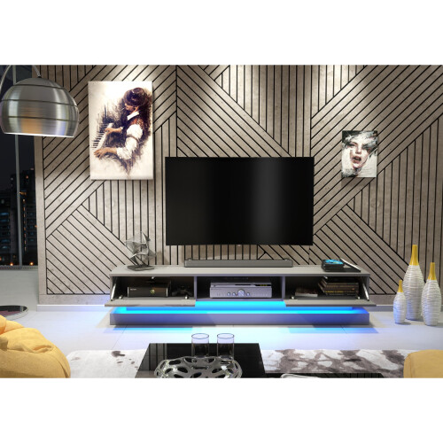 Creative Furniture Bloom 180cm TV Unit LED - Dark Grey Gloss Doors 2