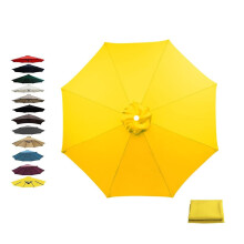 Premium Replacement Umbrella Cover for Round 8-Rib Umbrellas, 230/270/300cm, Yellow, Water-Resistant UV-Blocking Fabric