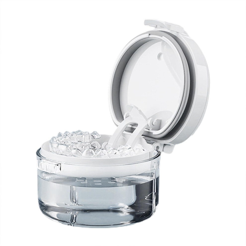 Denture Cleaning Case Compact Retention Bath With Drain Orthodontic Cleaning Cup For Aligners Braces And Mouthguards