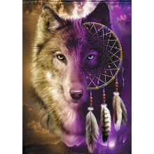 Cross Stitch Kits Stamped Wolf And Dreamcatcher Printed Pattern 11CT Aida 14.2x18.1 Inch DIY Embroidery Kit