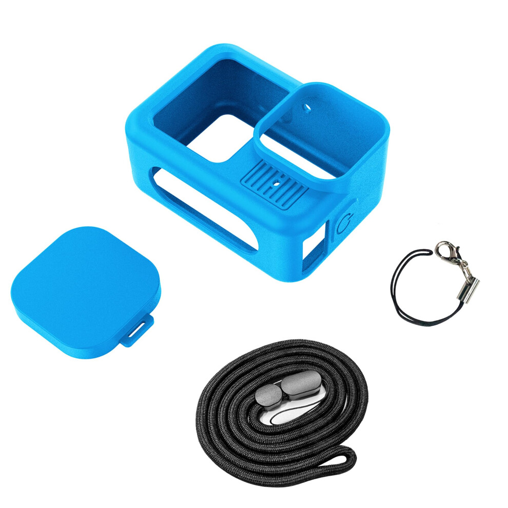 Silicone Sleeve Protective Case For Gopro Hero 13 With Lens Caps 40Cm Long Rope And Lanyard Black/Blue 9393856218301