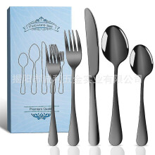 (Black 40-piece set) Stainless Steel Tableware Silverware Set For 8 People 40-piece Set Knife, Fork And Spoon Dishwasher