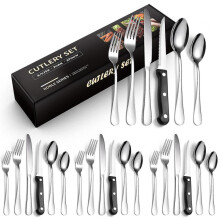(Black box-silver 24-piece set) Set Stainless Steel 24-piece Set 6-piece Set Creative Western Food Steak Knife, Fork And Spoon