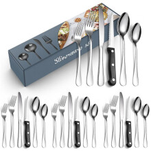 (Gray box-silver 24-piece set) Set Stainless Steel 24-piece Set 6-piece Set Creative Western Food Steak Knife, Fork And Spoon
