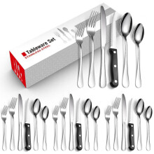 (White box-silver 24-piece set) Set Stainless Steel 24-piece Set 6-piece Set Creative Western Food Steak Knife, Fork And Spoon