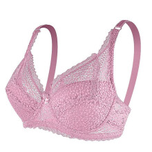 (42/95d, Pink) Queenral Underwear Adjustment Thin Section Big Breasts Gathering Ladies Large Size Lace Underwire Bra