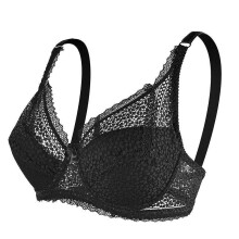 (40/90d, Black) Queenral Underwear Adjustment Thin Section Big Breasts Gathering Ladies Large Size Lace Underwire Bra