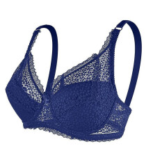 (38/85c, Blue) Queenral Underwear Adjustment Thin Section Big Breasts Gathering Ladies Large Size Lace Underwire Bra