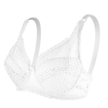 (38/85c, White) Queenral Underwear Adjustment Thin Section Big Breasts Gathering Ladies Large Size Lace Underwire Bra