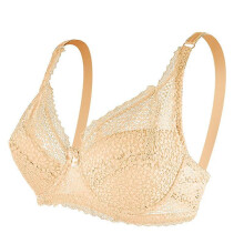 (38/85d, Beige) Queenral Underwear Adjustment Thin Section Big Breasts Gathering Ladies Large Size Lace Underwire Bra
