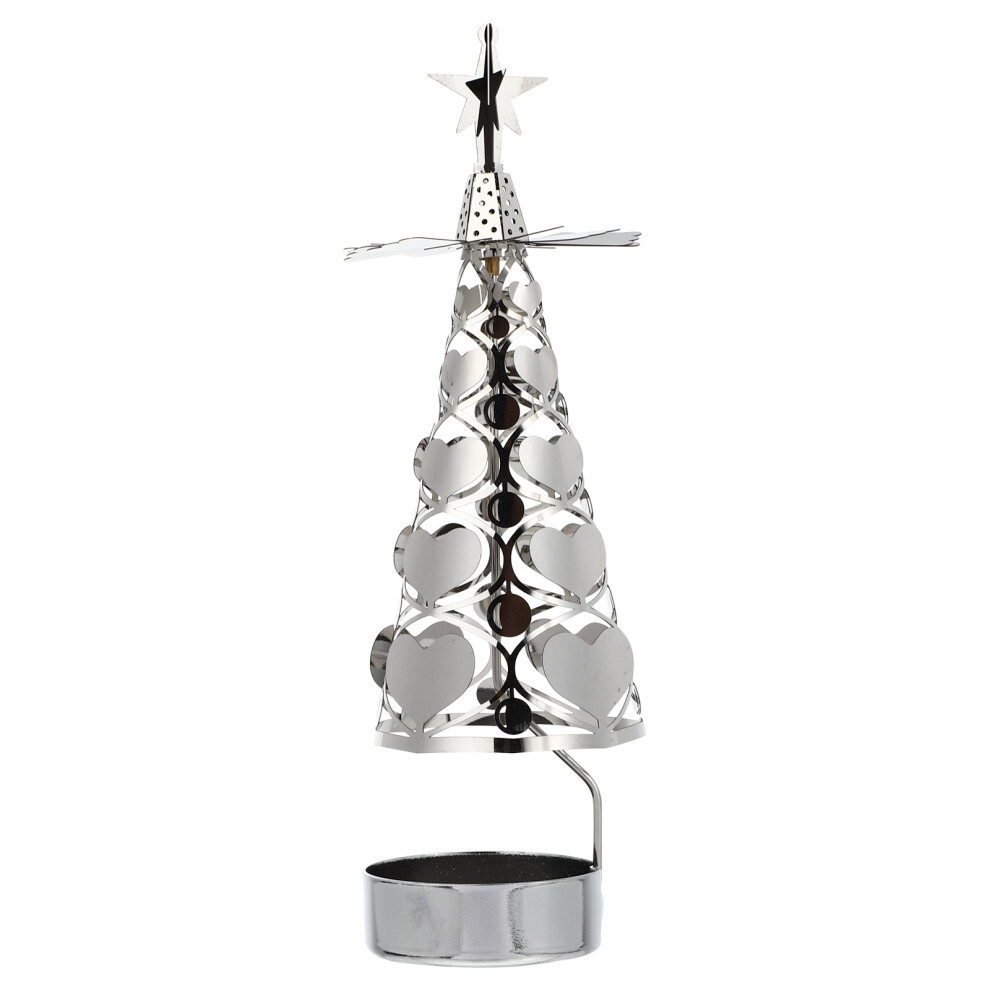 2 Pcs Xmas Tree Shape Rotatable Candle Holder Silver-image-OPC-PKYXTSC-NEW