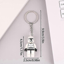 (White Warrior) Minifigure Building Blocks Keychain Captain America Batman Gingerbread Man Assembly Model Keyring Pendant Backpack Car Decor Toy