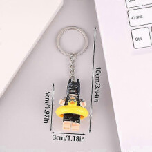 (Swimming Batman) Minifigure Building Blocks Keychain Captain America Batman Gingerbread Man Assembly Model Keyring Pendant Backpack Car Decor Toy