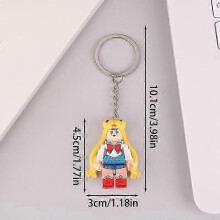 (Sailor Moon) Minifigure Building Blocks Keychain Captain America Batman Gingerbread Man Assembly Model Keyring Pendant Backpack Car Decor Toy