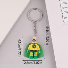 (Patrick Star) Minifigure Building Blocks Keychain Captain America Batman Gingerbread Man Assembly Model Keyring Pendant Backpack Car Decor Toy