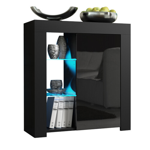 Creative Furniture Serene 83cm Sideboard LED - Black Gloss Doors 2