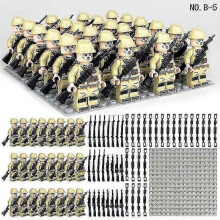 (style 5) 24-Piece Set of British German and Soviet Military Building Blocks with Mini Particles for Toy Base Plates
