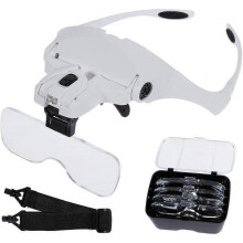 Magnifying Glass 2 LED Lights 5 Lenses Magnifying Glasses Adjustable, Interchangeable, 1.0X, 1.5X, 2.0X, 2.5X, 3.5X Cleaning Cloth for Work, Electron