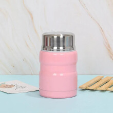 (Pink) Stainless Steel Insulation Lunch Box Soup With Spoon Containers Thermo Mug Thermo Cup 500ml 750ml Vacuum Flasks Thermosbeker