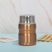 (Gold) Stainless Steel Insulation Lunch Box Soup With Spoon Containers Thermo Mug Thermo Cup 500ml 750ml Vacuum Flasks Thermosbeker