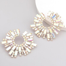 (Gold) Autumn And Winter Earrings New Sunflower Alloy Diamond Rhinestone Glass Drill Earrings Banquet Ear Rings Decoration