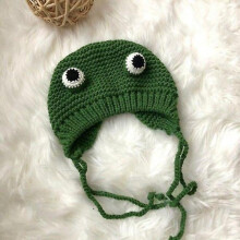 (Average size, Green) Funny Cartoon Frog Woolen Cap Female Sweet Cute Earmuff Funny Funny Headgear